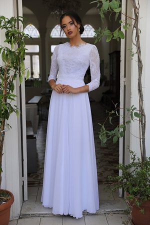 Milla by studio levana modest classic floral lace with lonf sleeves