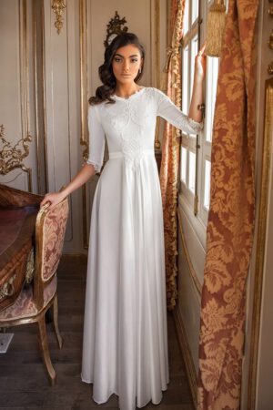 Sarit by studio levana with romantic lave top with 3/4 sleeves