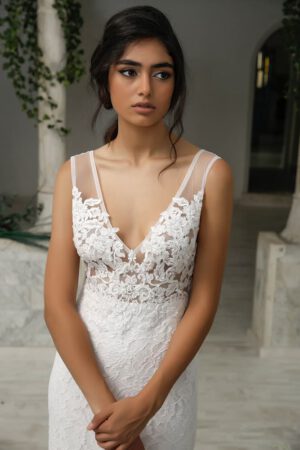 Tuly by studio levana couture all lace fitted wedding dress with floral appliques