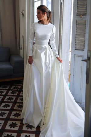 Modest Ivory Petals-Modest wedding gowns – Studio Levana – Couture ...