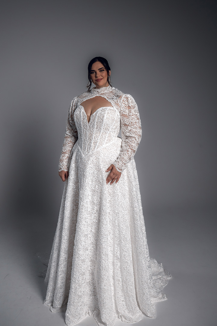 fleur corset wedding dress, front view by studio levana