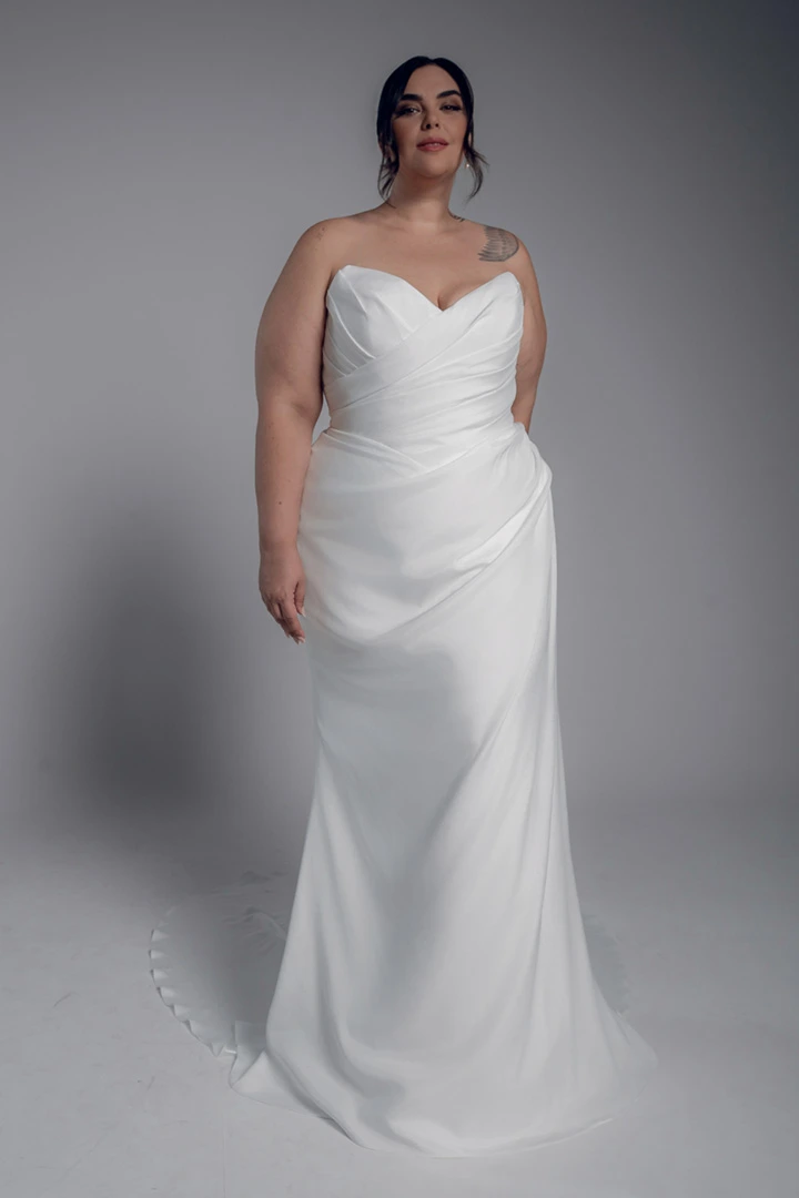 manon fitted corset wedding dress, front view by studio levana